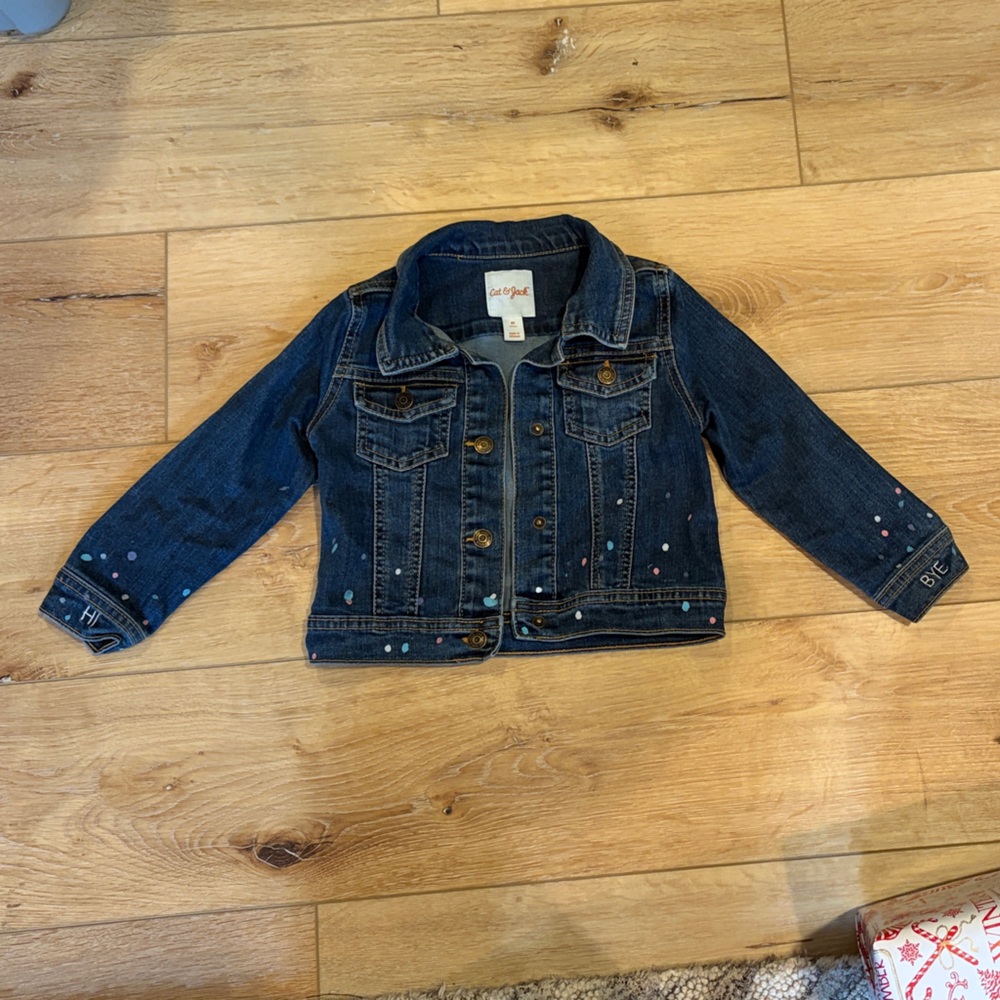 Cat & Jack Blue Jean Jacket with Colorful Accents